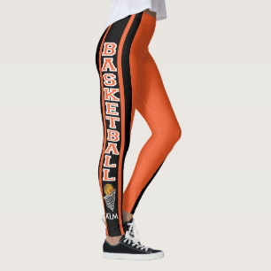 Leggings Naranja del baloncesto del monograma