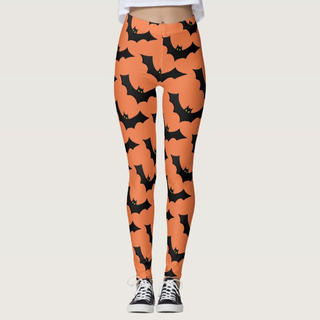 Leggings Naranja fantasmagórico asustadizo del negro del (Anverso)