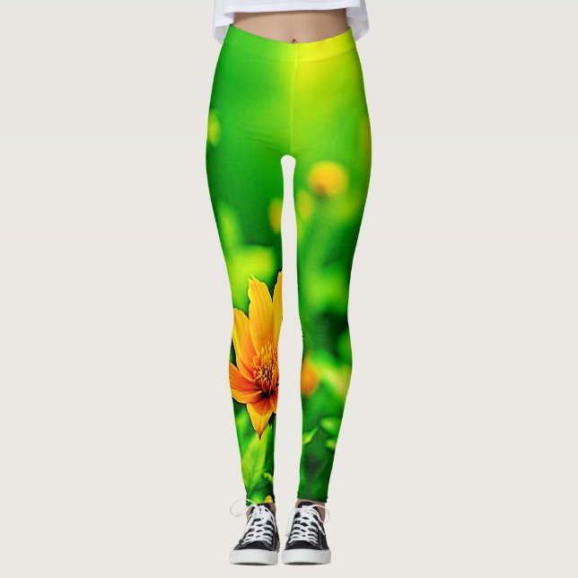 Leggings Naranja Flower Bokeh Sunny (Anverso)
