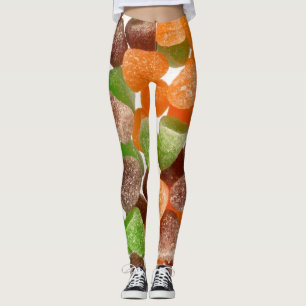 Leggings Naranja goma roja verde caramelo salpicado de azúc