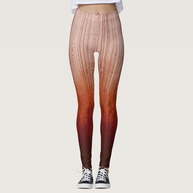 Leggings Naranja gris blanco rayas oscuras rojas rústicas (Anverso)