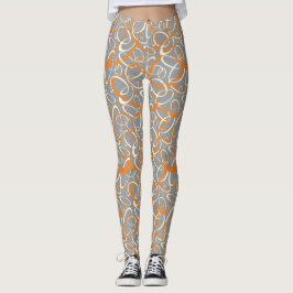 Leggings naranja gris mod retro loops geométrico
