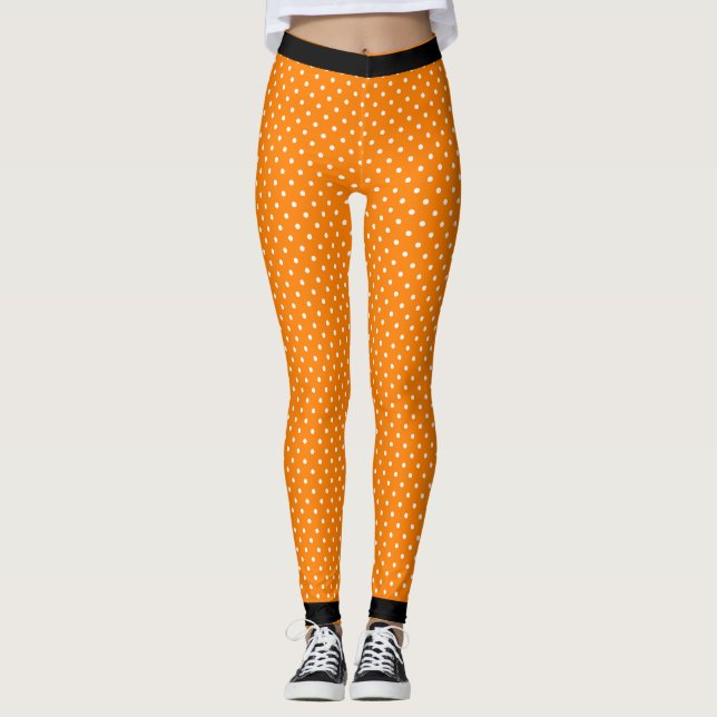 LEGGINGS NARANJA IMPRESO POLKA DOT LEGGINING CON NEGRO (Anverso)
