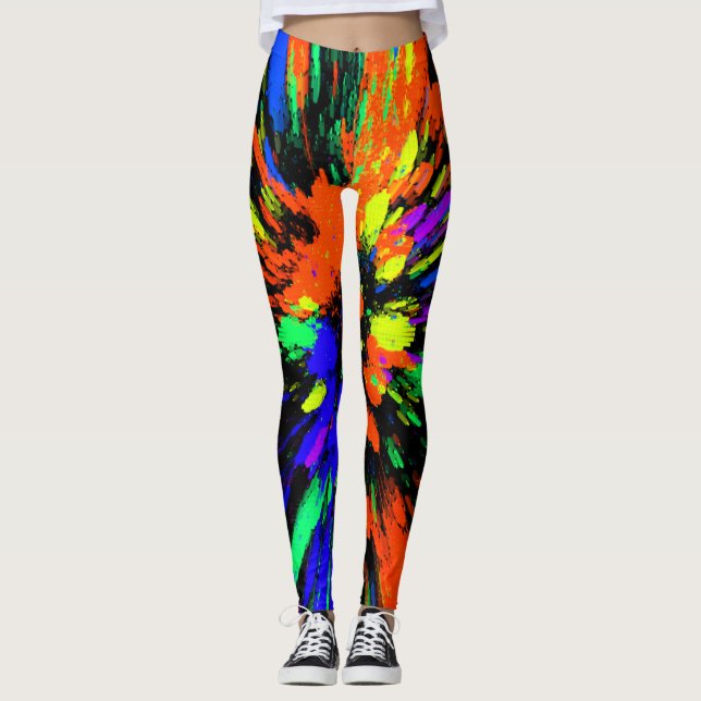 Leggings Naranja Kaleidoscope amarillo verde morado azul (Anverso)