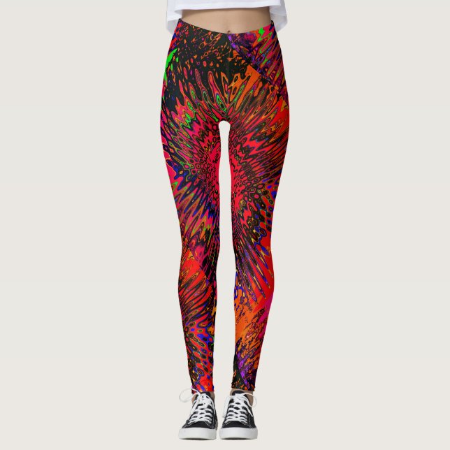 Leggings Naranja Kaleidoscope Rojo Negro Rosa (Anverso)
