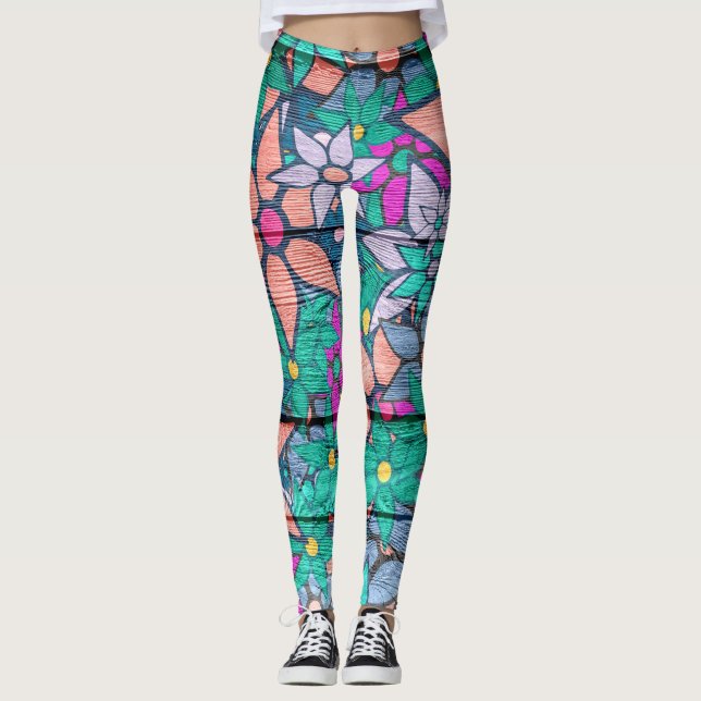 Leggings Naranja Mint Pink Floral (Anverso)