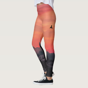 Leggings Naranja Montañas Ave del Aire Acondicionado en el 