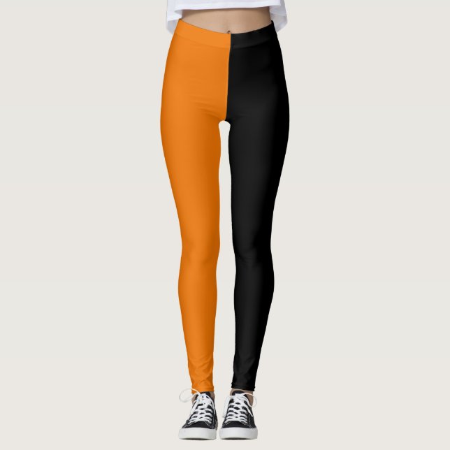 Leggings Naranja negro de dos tonos de media división de co (Anverso)