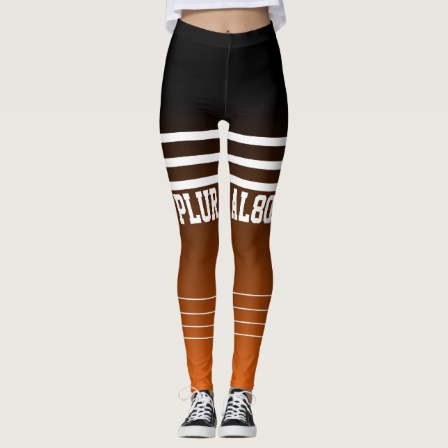 Leggings Naranja negro de gradiente elegante monogramado en (Anverso)