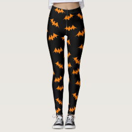 Leggings Naranja/negro de las polainas del confeti del palo