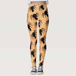 Leggings Naranja negro de patrón de araña