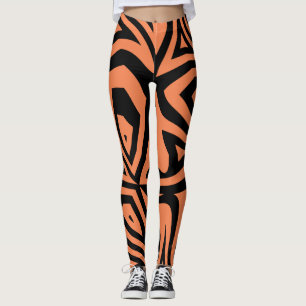 Leggings Naranja Negro Resumen Zebra Imprimir mujeres Piern