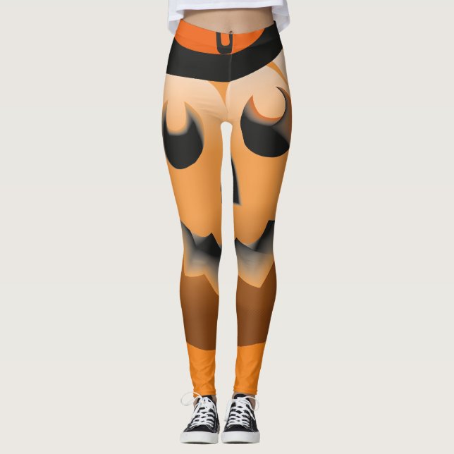 Leggings naranja negro rojo, halloween con bruja de calabaz (Anverso)