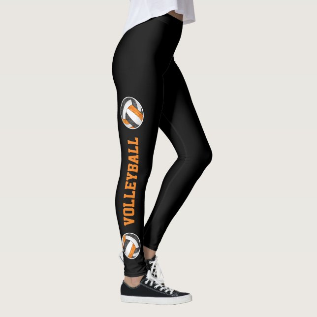 Leggings naranja negro voleyball con chica de texto de pier (Derecha)