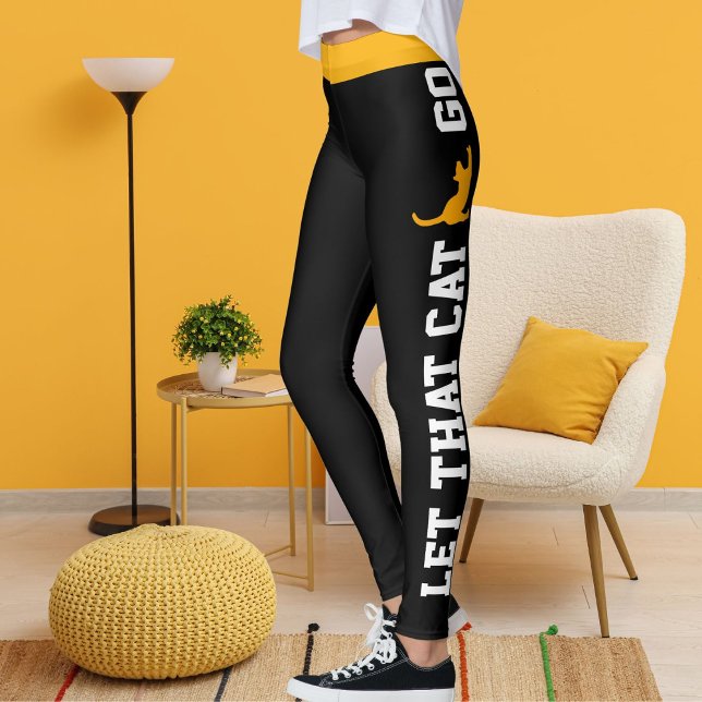 Leggings Naranja personalizado Mascota de gato felino negro (Subido por el creador)