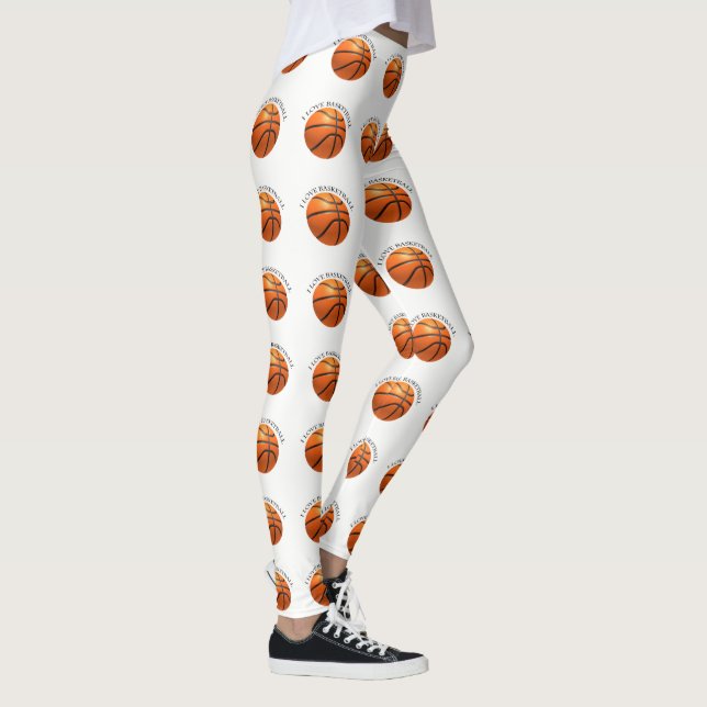 Leggings naranja personalizado y baloncesto de cuero negro (Derecha)