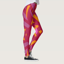 Leggings Naranja Púrpura Rojo Art Deco Cálido Valentín