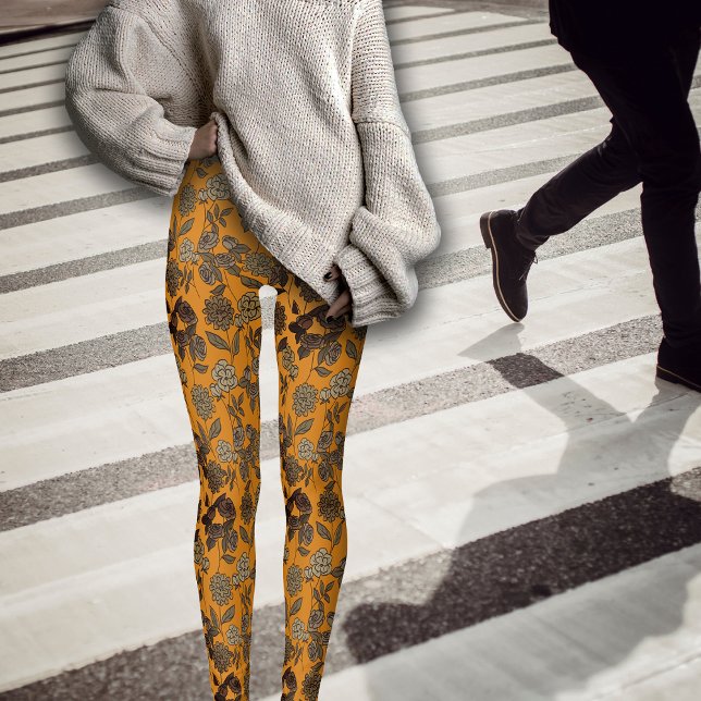 Leggings Naranja Real de Florals Exóticas de Otoño (Subido por el creador)