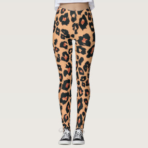 Leggings Naranja Red Brown Black Leopard Animal Print