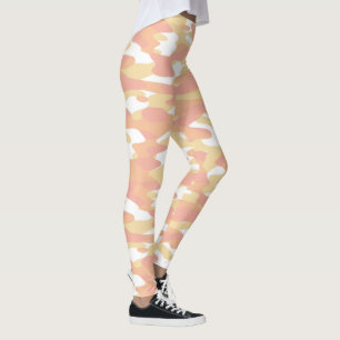 Leggings Naranja rojo coral patrón de camuflaje blanco amar