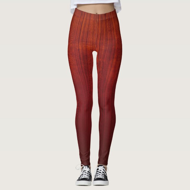 Leggings Naranja Rojo oscuro a rayas rústicas (Anverso)