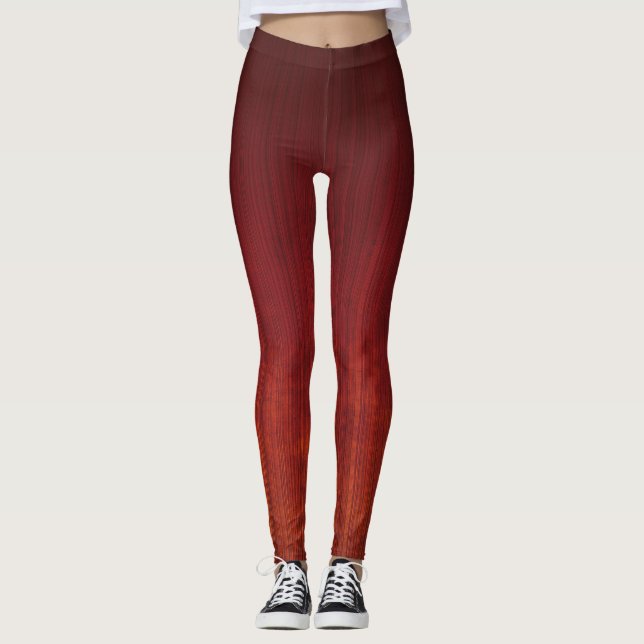 Leggings Naranja rojo oscuro a rayas rústicas (Anverso)