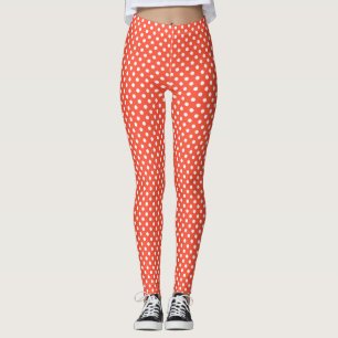 Leggings Naranja, rojo, punto de polka terracota