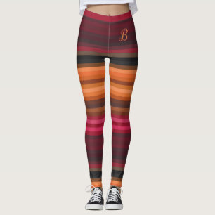 Leggings Naranja Rojo Rosa Marrón Gris Rayas Giratorias Mon