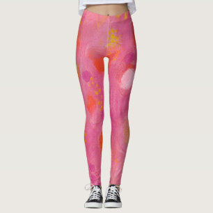 Leggings Naranja Rosa Artsy Gold Todo El Diseño Original