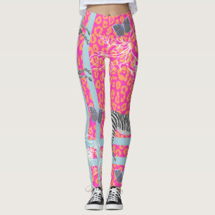 Leggings Naranja rosa de flúo ecléctico moderno y elegante