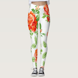 Leggings Naranja rosa de impresión floral