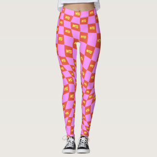 Leggings naranja rosa de neón negro monogramado amarillo