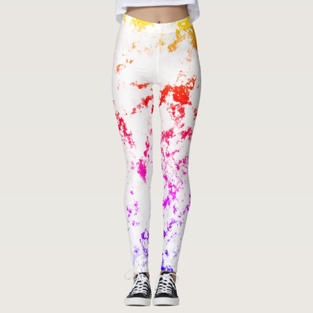 Leggings Naranja rosa Marble púrpura Pintura Esplash Resume (Anverso)
