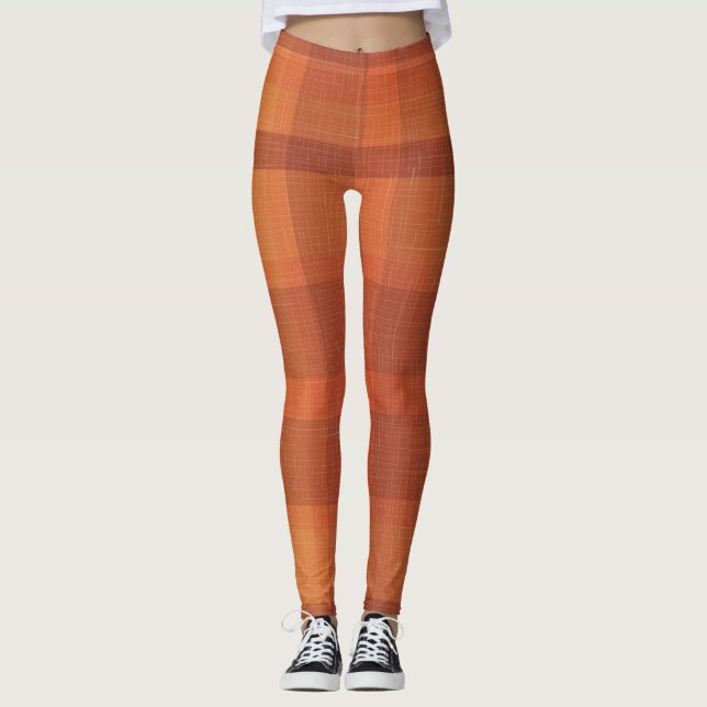 Leggings Naranja Rústico Otoño Otoño Tartán (Anverso)