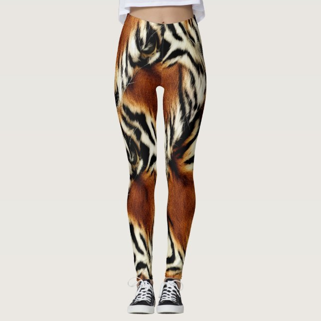 Leggings Naranja salvaje y tigres blancos (Anverso)