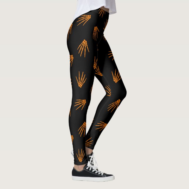 Leggings Naranja Skeleton popular elegante de Halloween (Derecha)