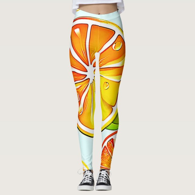Leggings Naranja Slice: Arte Citrus (Anverso)