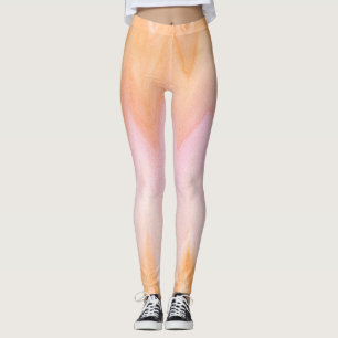 Leggings Naranja suave color de agua rosa Chevron
