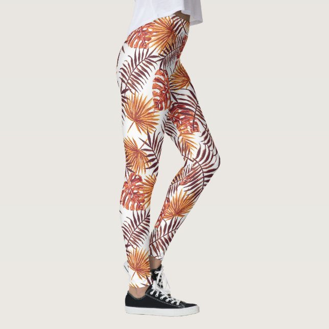 Leggings Naranja tropical moderno Palm Tree deja el arte de (Derecha)
