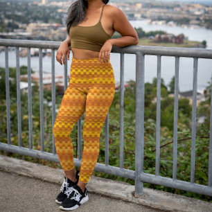 Leggings Naranja único negrita amarillo en franjas vertical