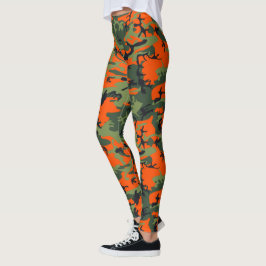 Leggings Naranja, Verde, Camuflaje Negro Camuflaje