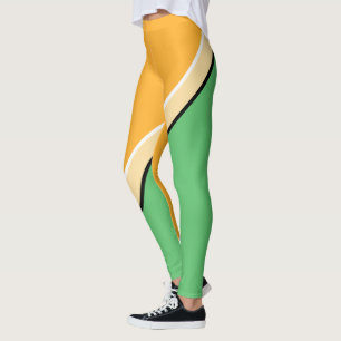 Leggings Naranja, verde, diagonal amarilla