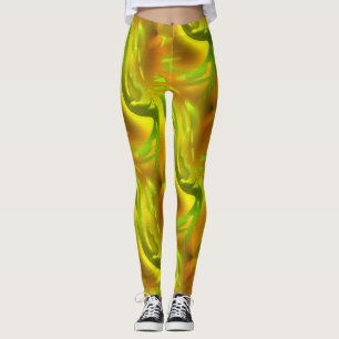 Leggings Naranja verde digital en textura áspera amarilla