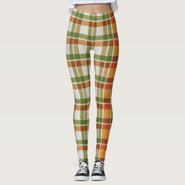 Leggings Naranja Verde Gingham (Anverso)