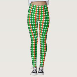 Leggings Naranja Verde Patrón De Platos Irlandeses Día De S