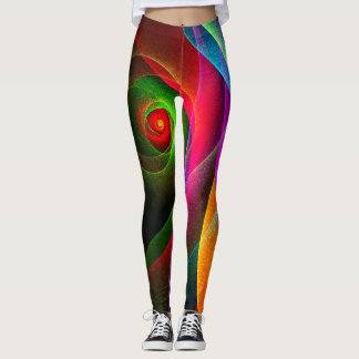 Leggings Naranja Verde Rojo Patrón de arte abstracto modern