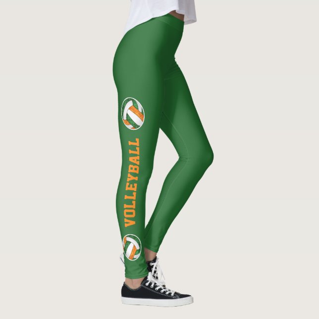 Leggings naranja verde voleibol con lentes de piernas arrib (Derecha)