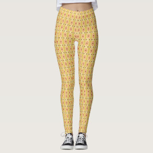 Leggings Naranja vibrante y fondo de círculo amarillo