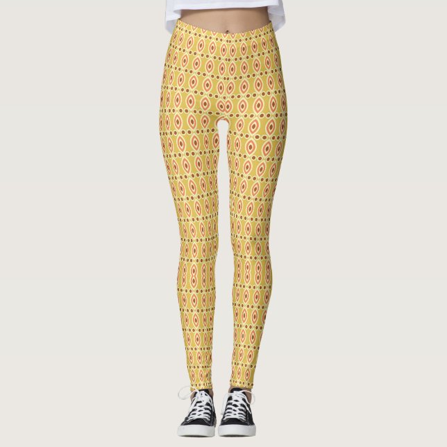 Leggings Naranja vibrante y fondo de círculo amarillo (Anverso)