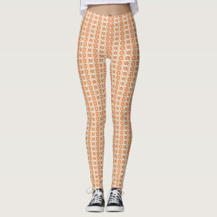 Leggings Naranja vibrante y fondo rayado blanco con